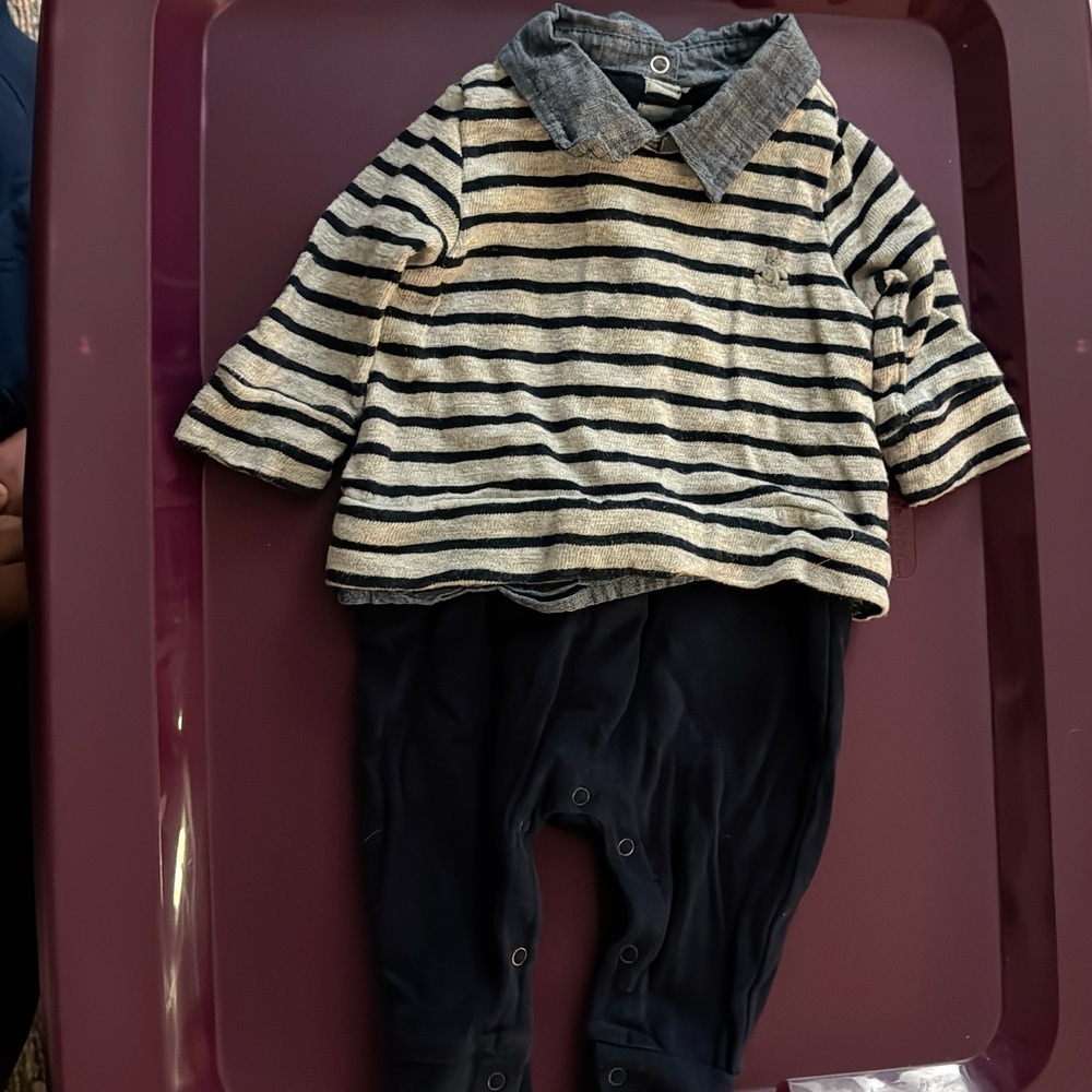 Baby GAP Blue and Grey Striped Outfit
